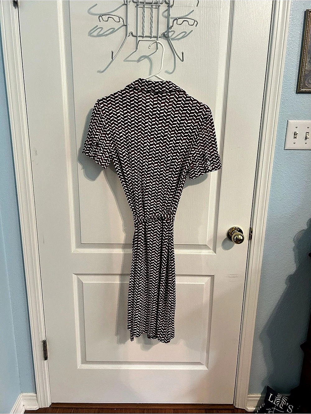 Anne Klein Geometric Tie-Waist Midi Dress Size 6 Like New